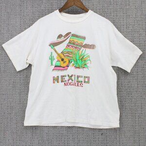 Vintage Lobo Shirt Men XL White Short Sleeve Mexico Nogales Graphic Logo Art 90s